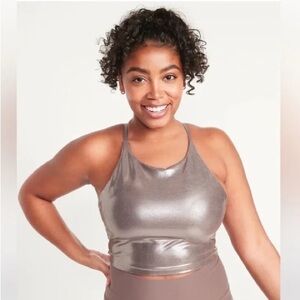 NWT OLD NAVY Active Powersoft Silver Shine Bra Top Size XXL